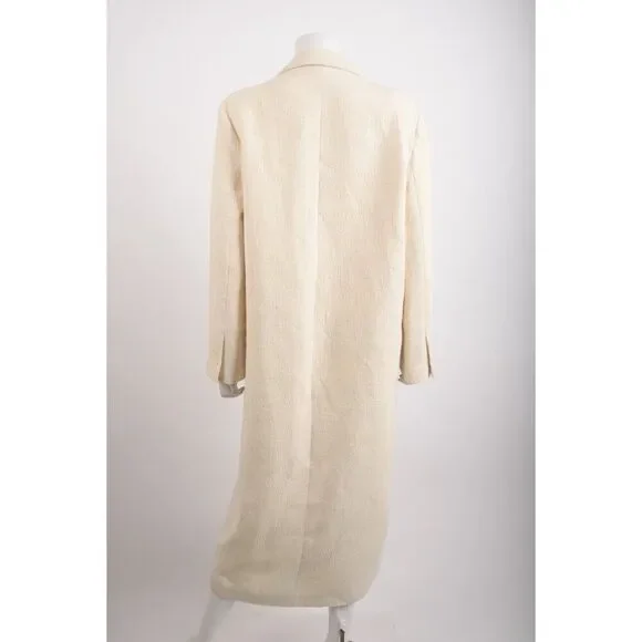Zara Womans Long Wool Coat Size L Large Winter White Textured 8605/770 NWT - Picture 6 of 8